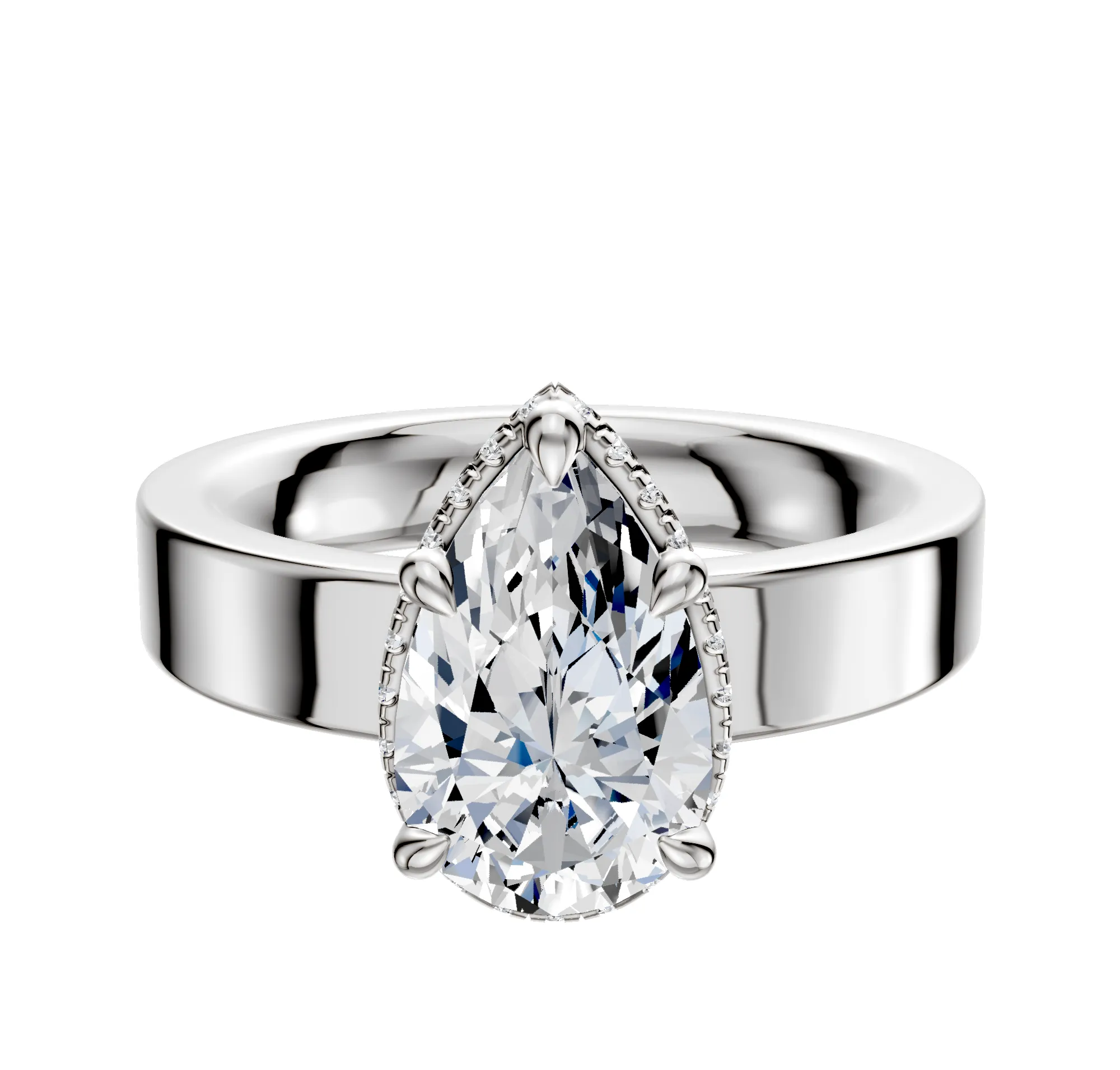 Platinum 4 Prong Collar Classic Flat 4.0mm Engagement Ring sold by Promise By Effy