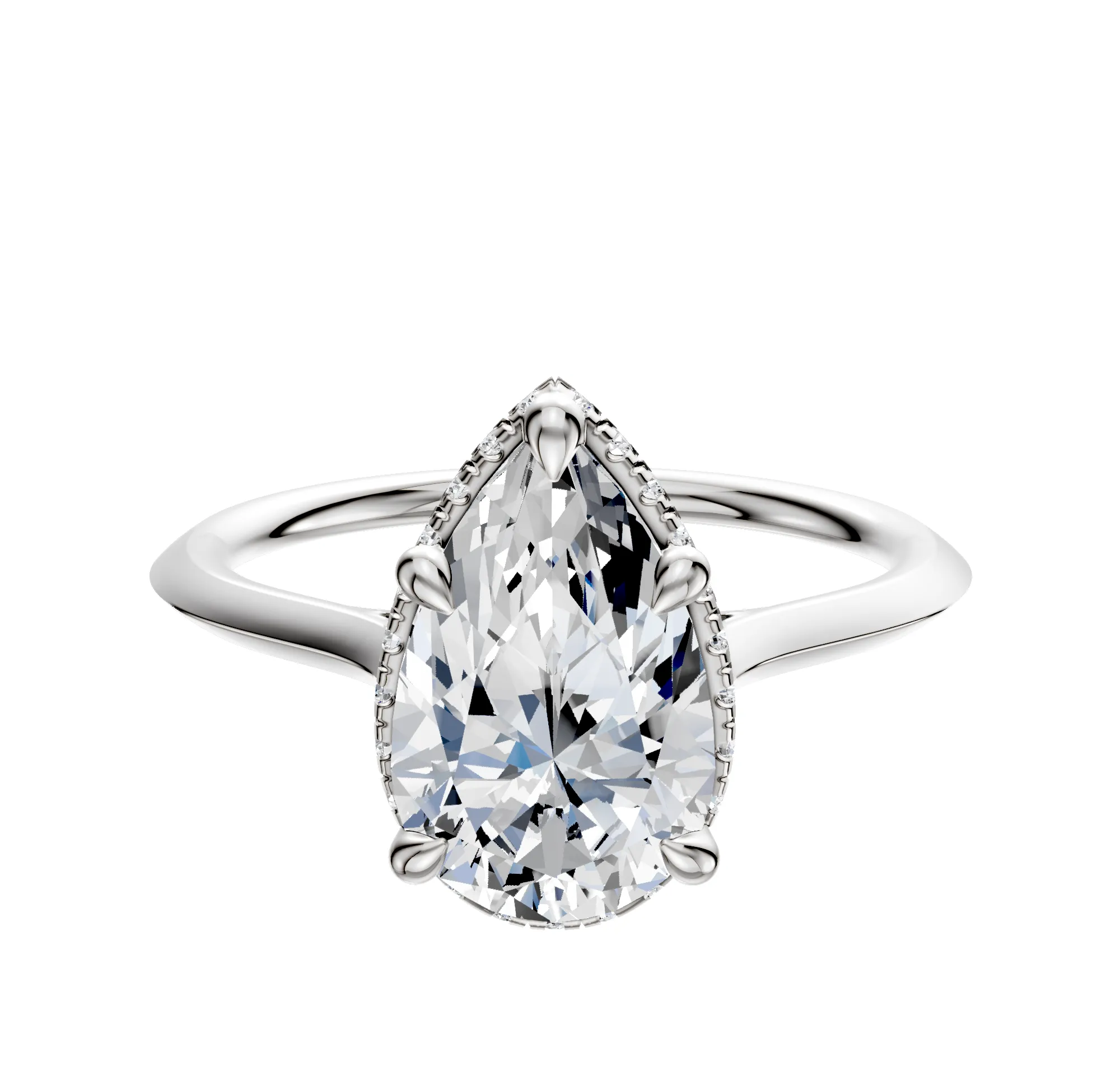 14K White Gold 4 Prong Collar Cathedral Knife Edge 1.5mm Engagement Ring sold by Promise By Effy