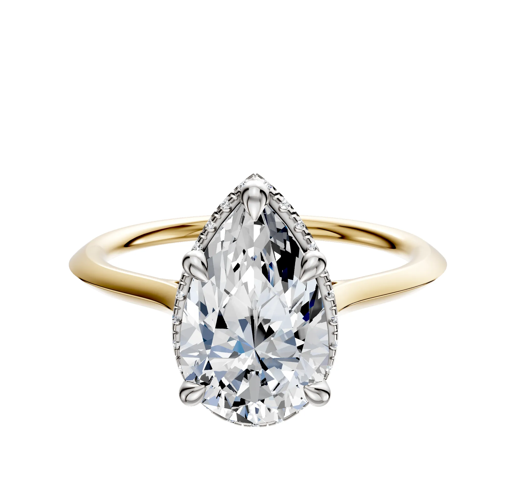 14K Two Tone 4 Prong Collar Cathedral Knife Edge 1.5mm Engagement Ring sold by Promise By Effy