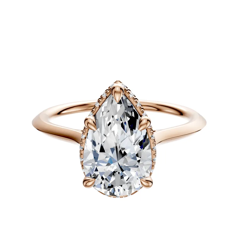 14K Rose Gold 4 Prong Collar Cathedral Knife Edge 1.5mm Engagement Ring made by Promise By Effy