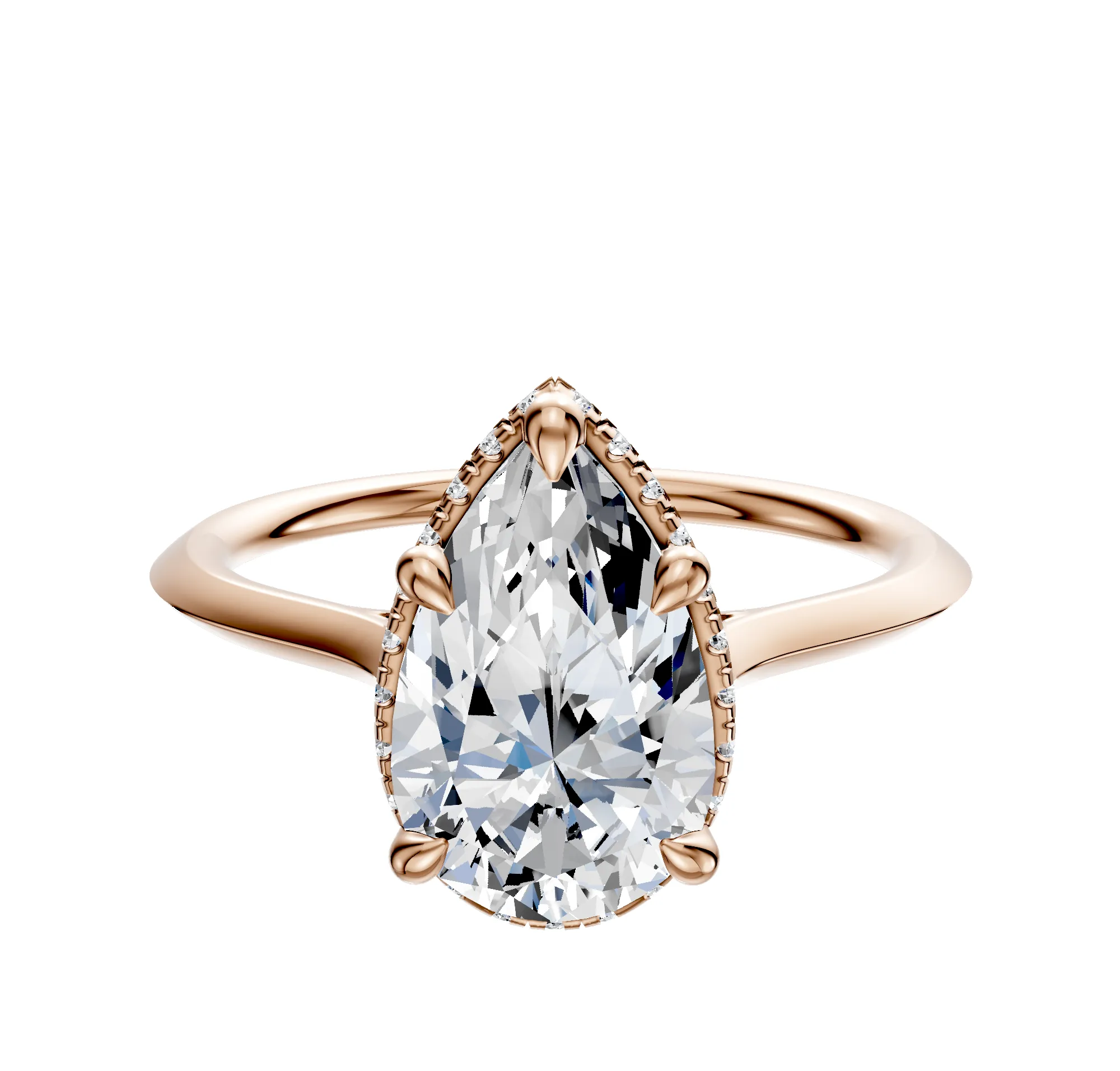 14K Rose Gold 4 Prong Collar Cathedral Knife Edge 1.5mm Engagement Ring sold by Promise By Effy