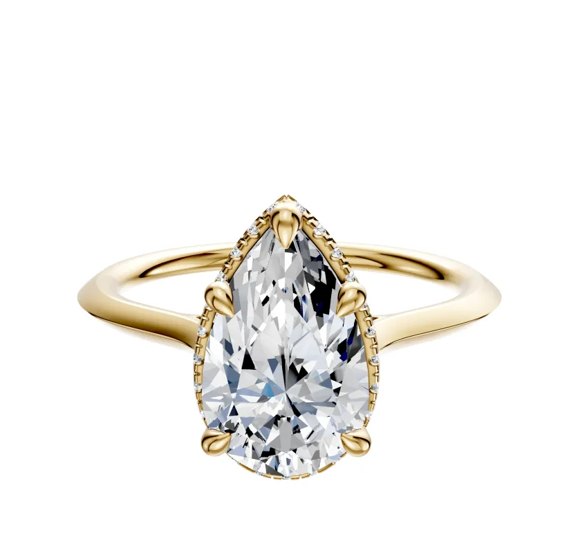 14K Yellow Gold 4 Prong Collar Cathedral Knife Edge 1.5mm Engagement Ring sold by Promise By Effy