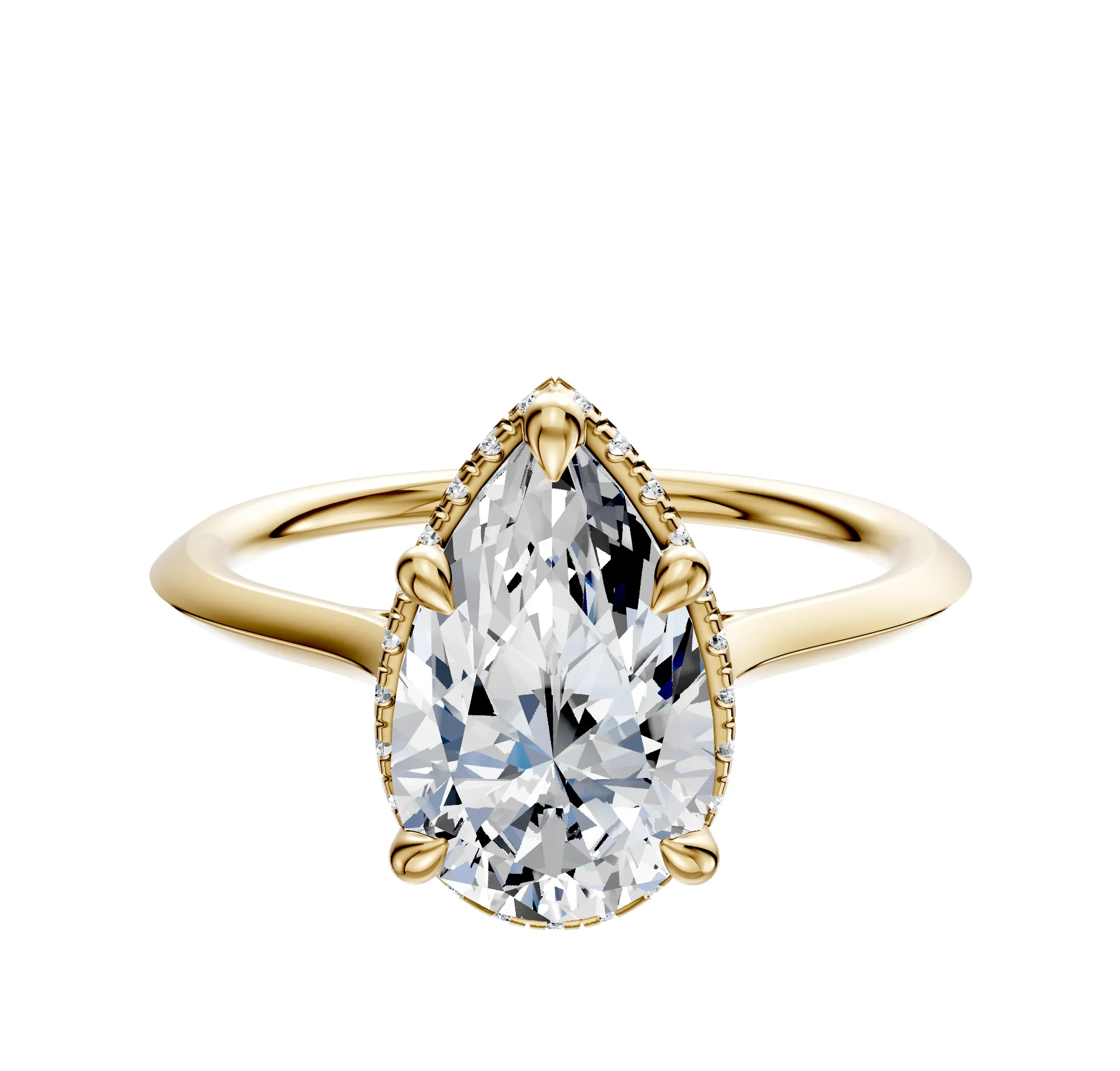 14K Yellow Gold 4 Prong Collar Cathedral Knife Edge 1.5mm Engagement Ring sold by Promise By Effy