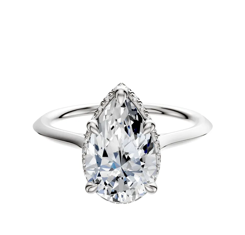 18K White Gold 4 Prong Collar Cathedral Knife Edge 1.5mm Engagement Ring made by Promise By Effy