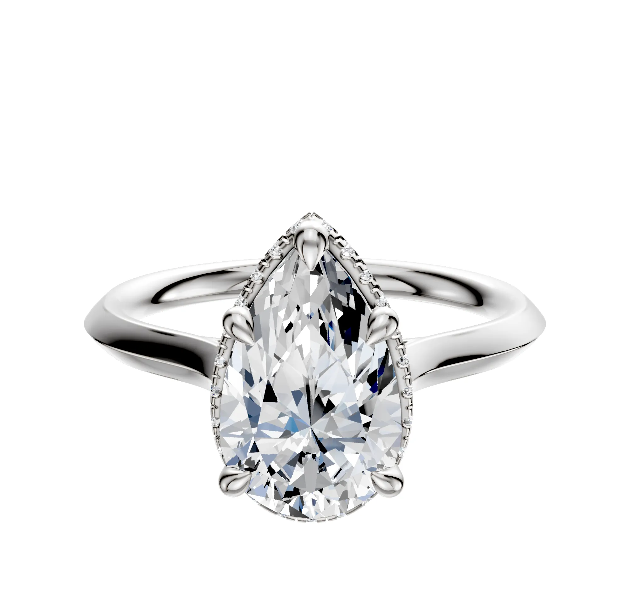 18K White Gold 4 Prong Collar Cathedral Knife Edge 2.0mm Engagement Ring sold by Promise By Effy