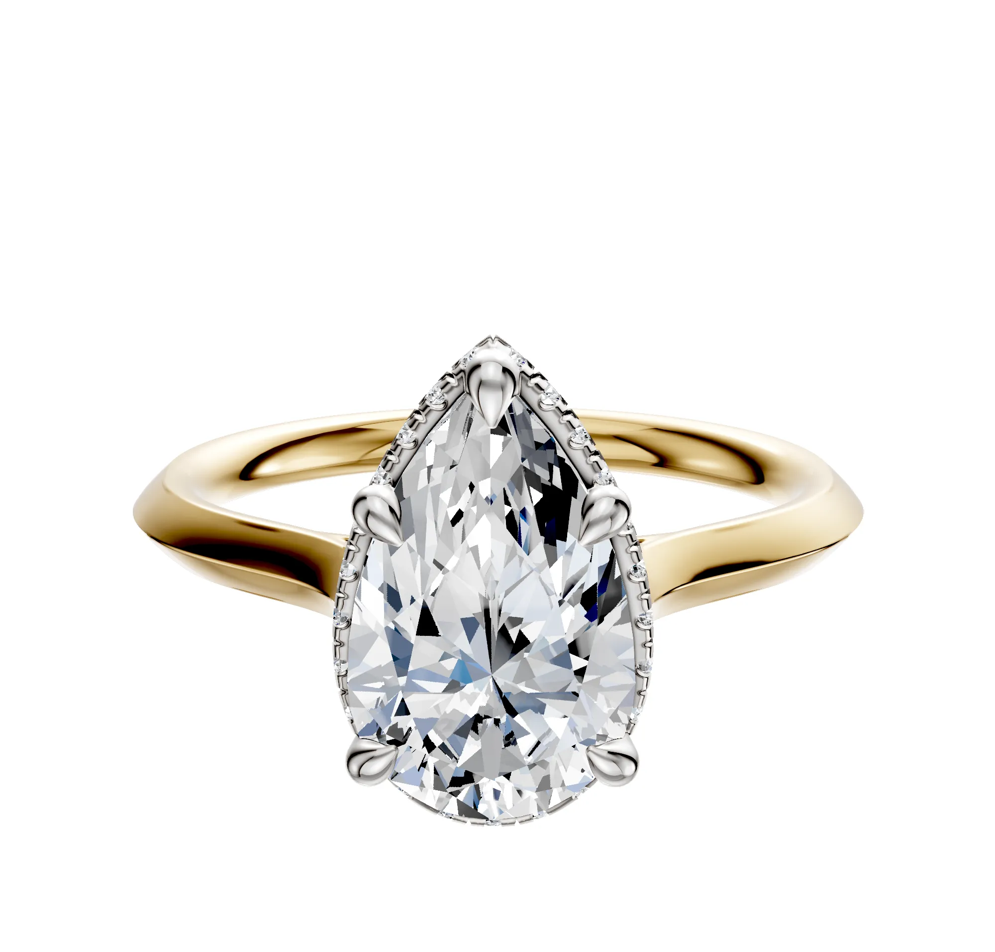 14K Two Tone 4 Prong Collar Cathedral Knife Edge 2.0mm Engagement Ring sold by Promise By Effy