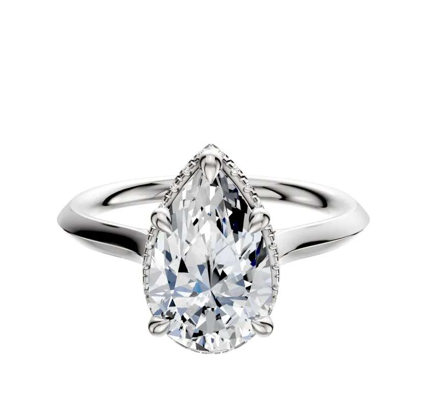 Platinum 4 Prong Collar Cathedral Knife Edge 2.0mm Engagement Ring sold by Promise By Effy