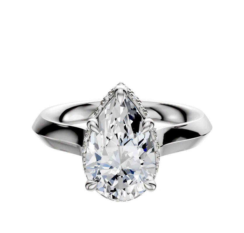 14K White Gold 4 Prong Collar Cathedral Knife Edge 3.0mm Engagement Ring sold by Promise By Effy