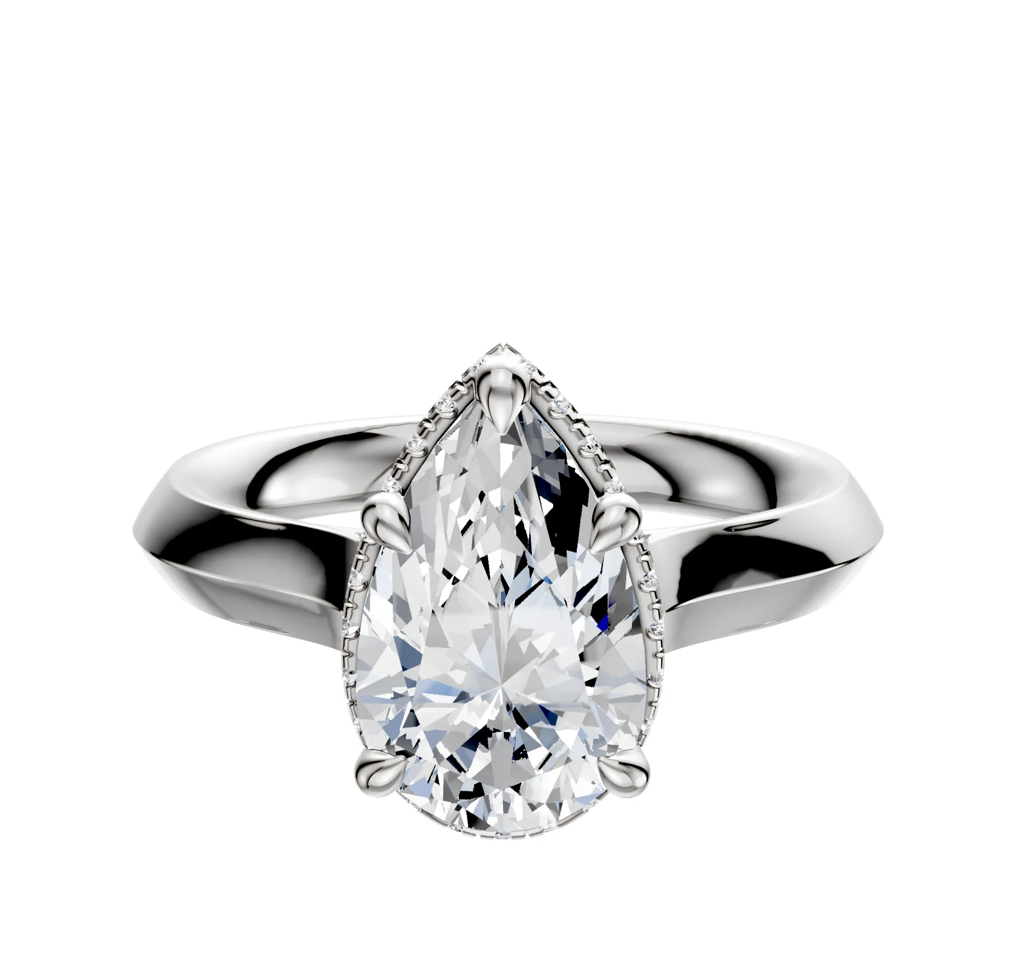 14K White Gold 4 Prong Collar Cathedral Knife Edge 3.0mm Engagement Ring sold by Promise By Effy