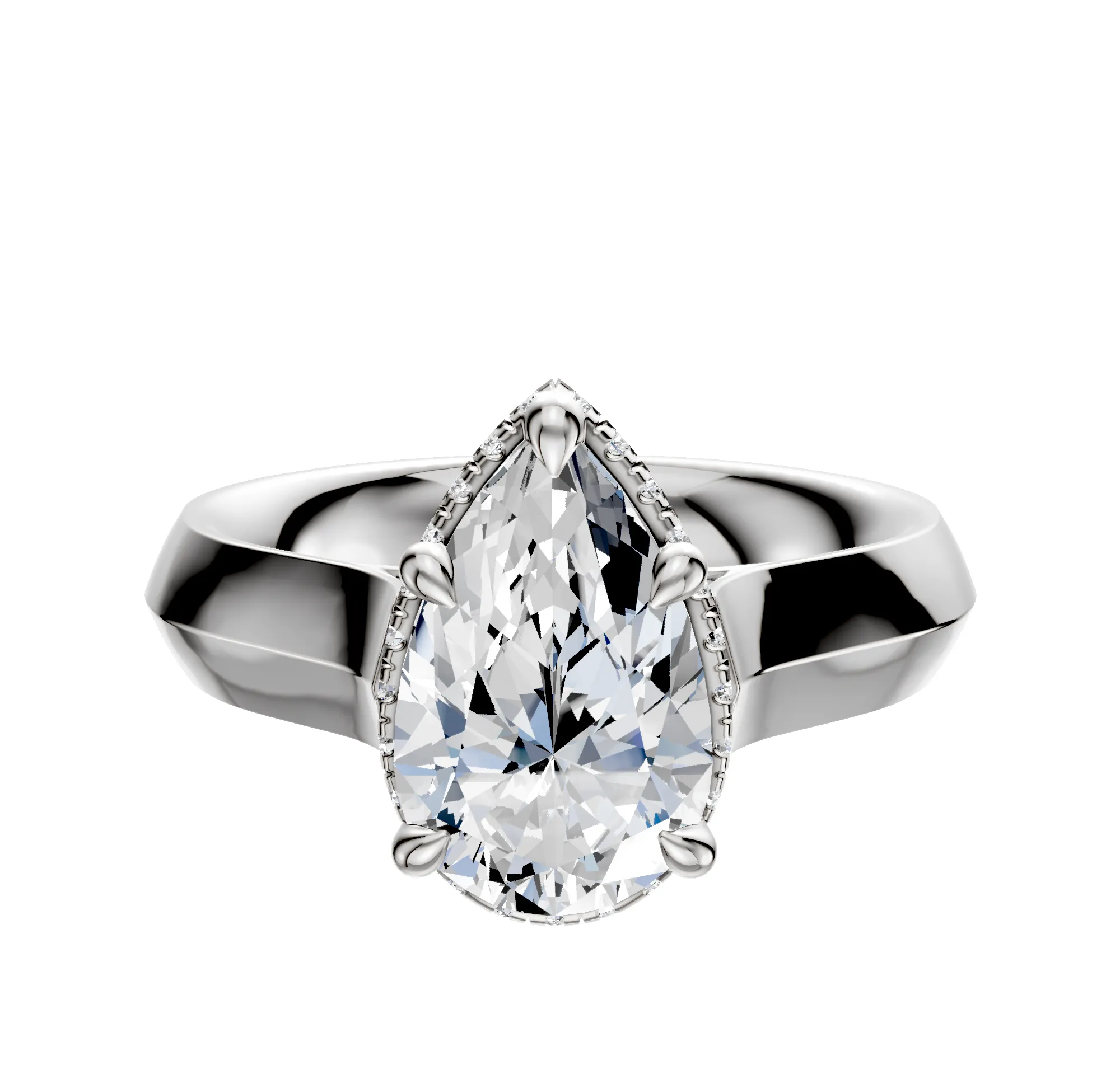 14K White Gold 4 Prong Collar Cathedral Knife Edge 4.0mm Engagement Ring sold by Promise By Effy