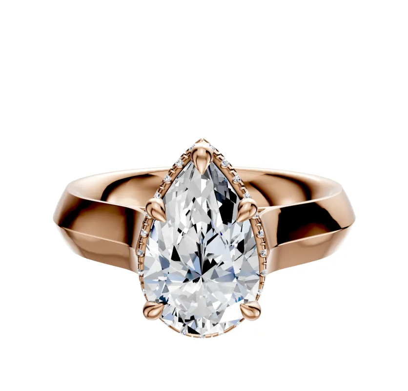 14K Rose Gold 4 Prong Collar Cathedral Knife Edge 4.0mm Engagement Ring sold by Promise By Effy