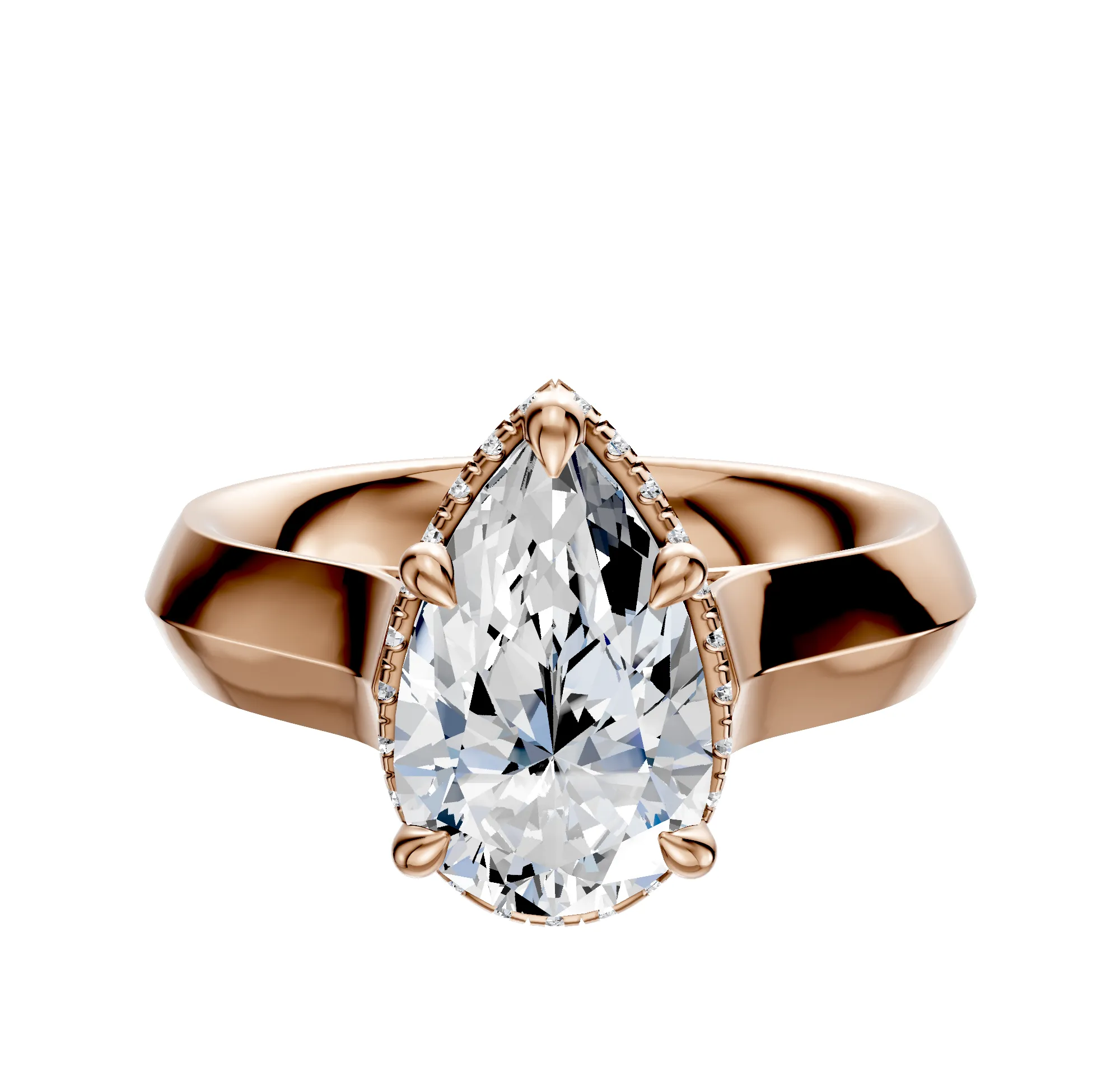 14K Rose Gold 4 Prong Collar Cathedral Knife Edge 4.0mm Engagement Ring sold by Promise By Effy