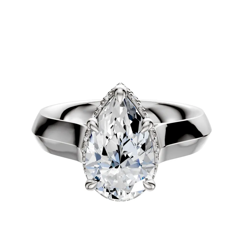 18K White Gold 4 Prong Collar Cathedral Knife Edge 4.0mm Engagement Ring sold by Promise By Effy