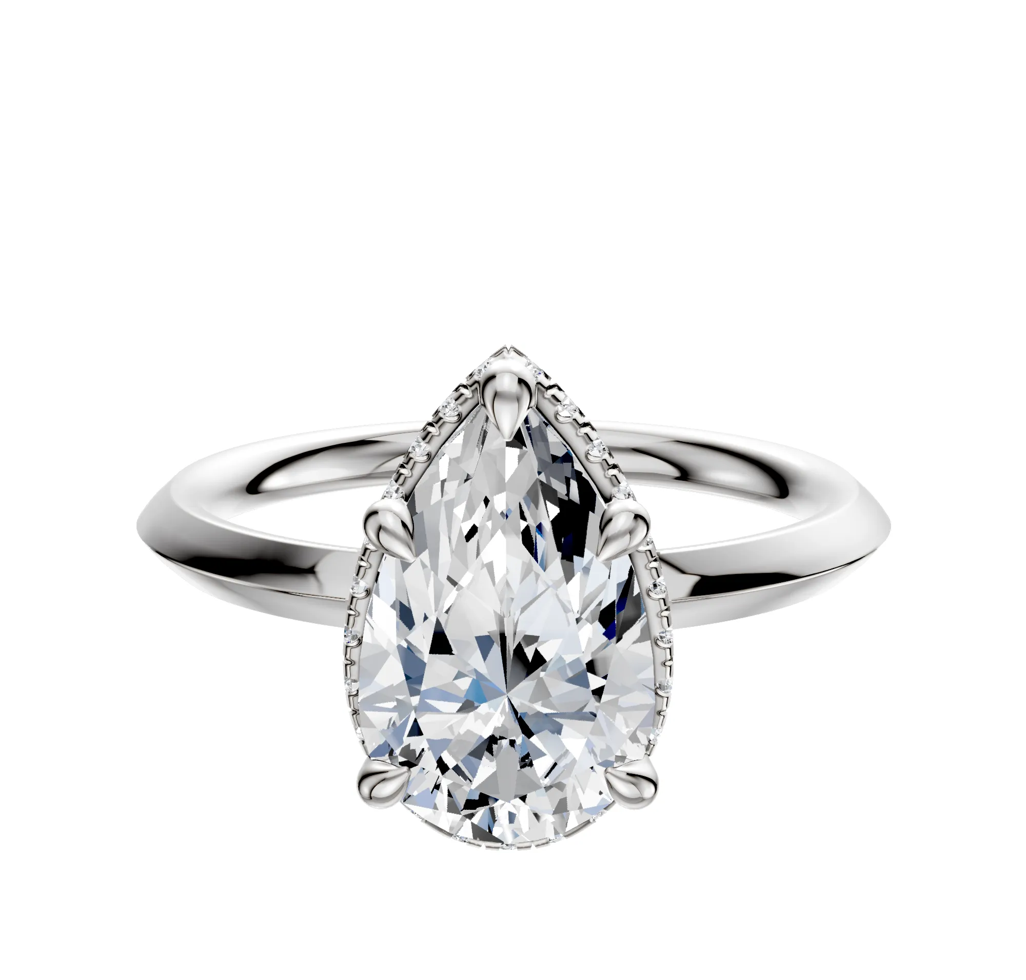 18K White Gold 4 Prong Collar Classic Knife Edge 2.0mm Engagement Ring sold by Promise By Effy