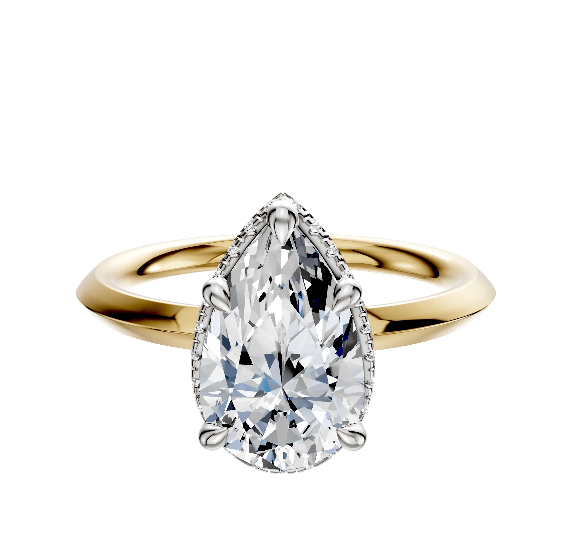 14K Two Tone 4 Prong Collar Classic Knife Edge 2.0mm Engagement Ring sold by Promise By Effy