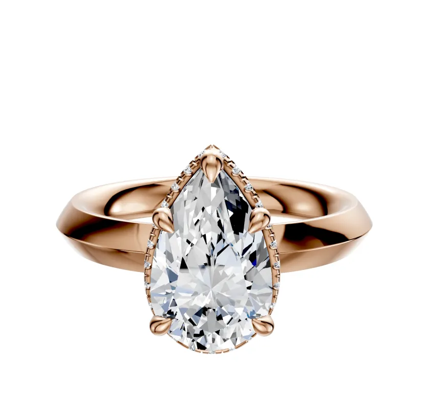 14K Rose Gold 4 Prong Collar Classic Knife Edge 3.0mm Engagement Ring sold by Promise By Effy