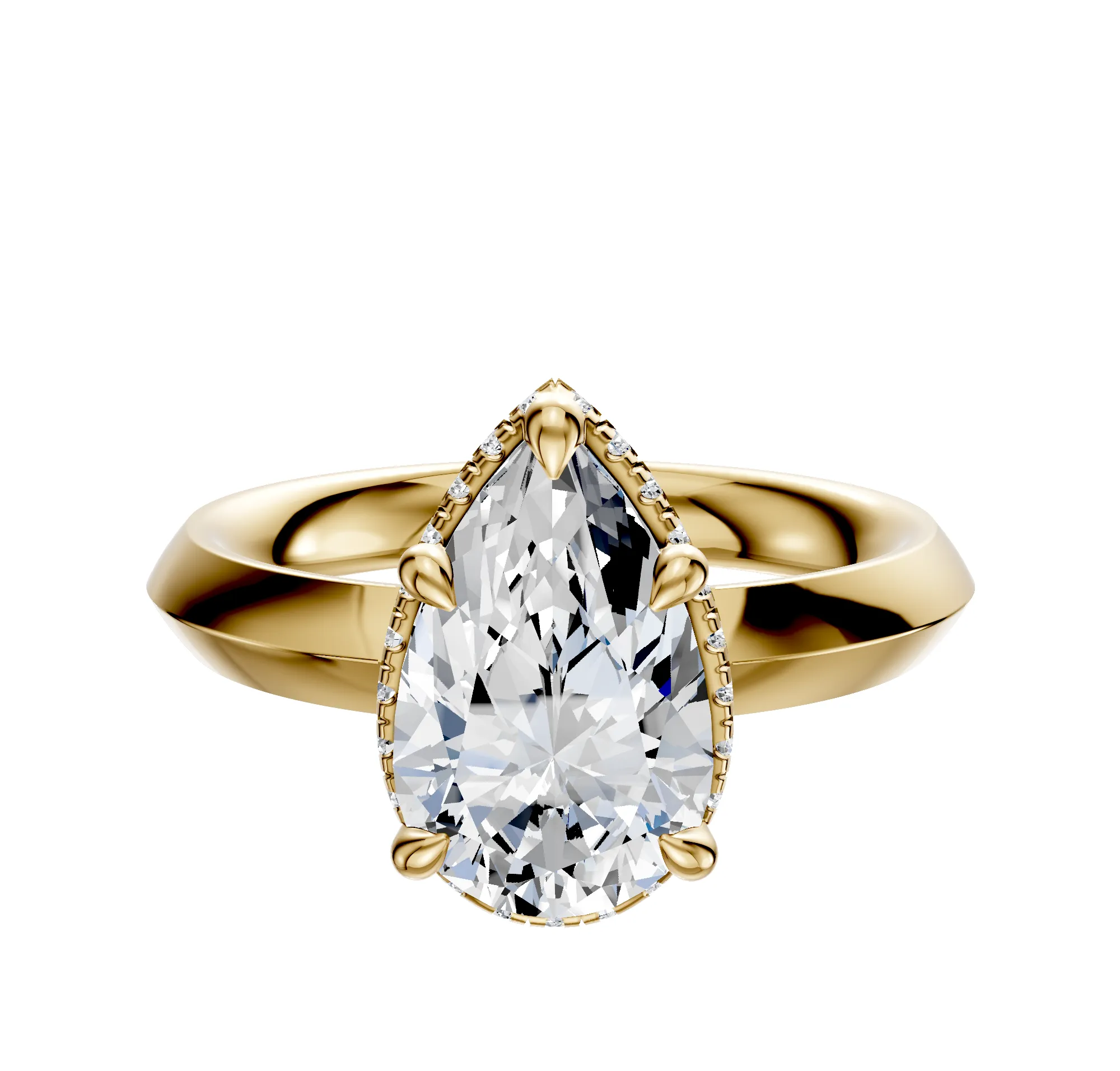 14K Yellow Gold 4 Prong Collar Classic Knife Edge 3.0mm Engagement Ring sold by Promise By Effy