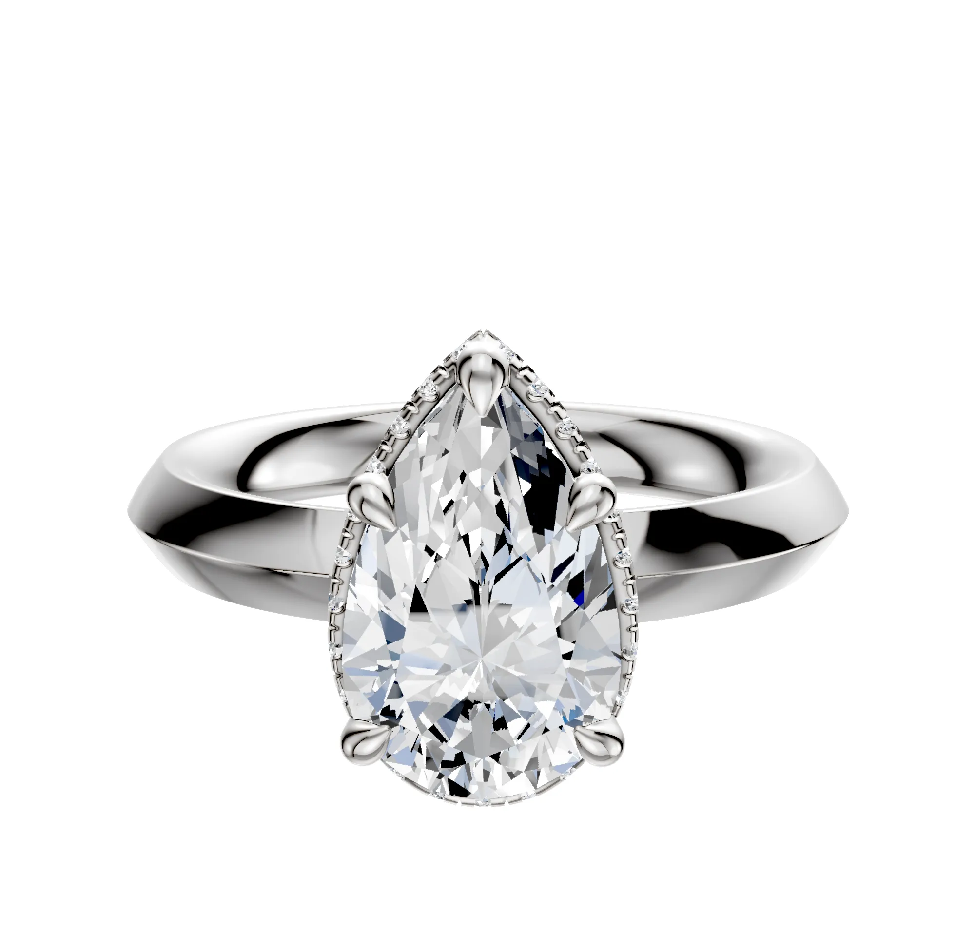 18K White Gold 4 Prong Collar Classic Knife Edge 3.0mm Engagement Ring sold by Promise By Effy