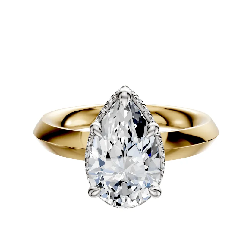 14K Two Tone 4 Prong Collar Classic Knife Edge 3.0mm Engagement Ring sold by Promise By Effy