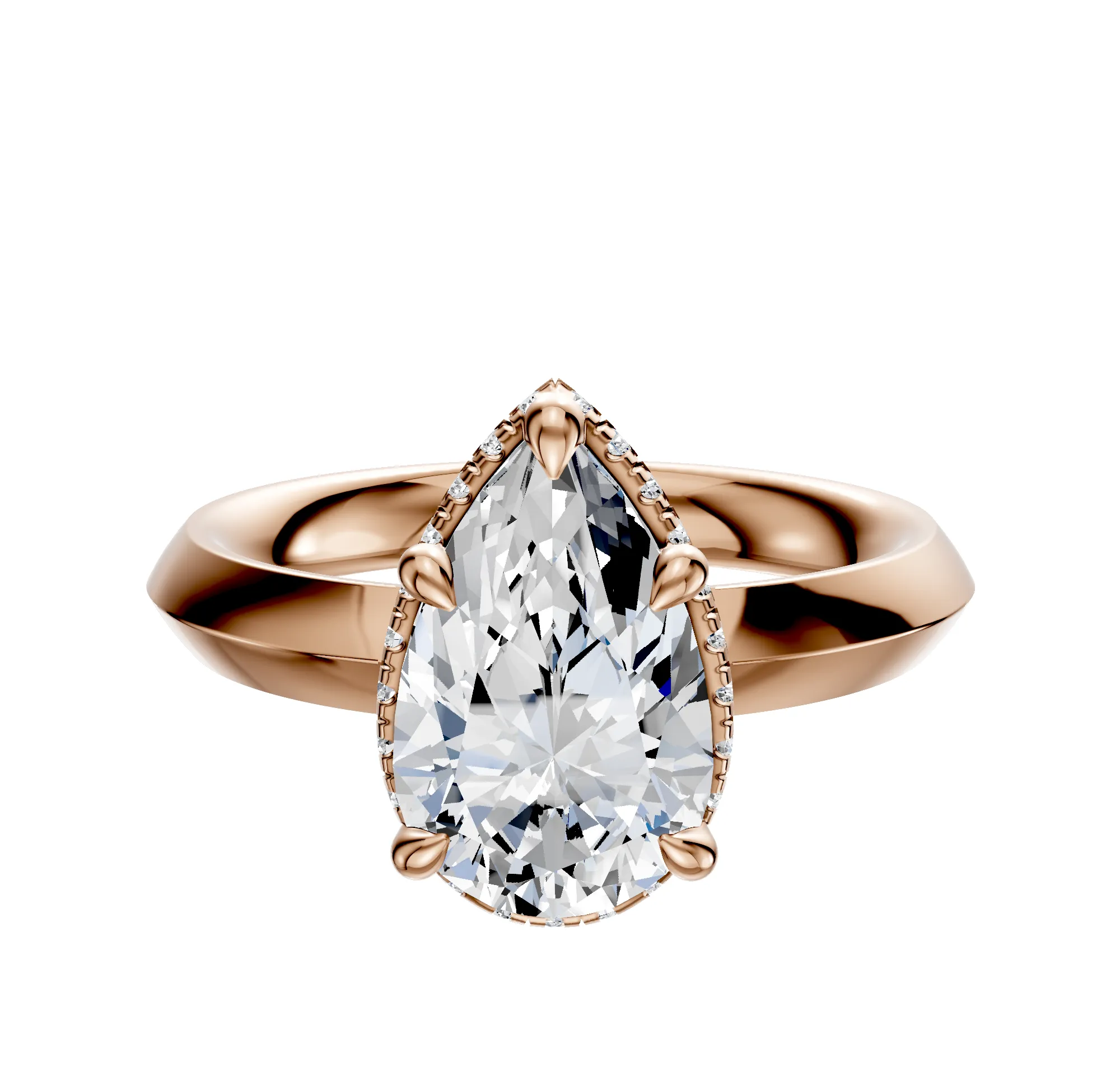 18K Rose Gold 4 Prong Collar Classic Knife Edge 3.0mm Engagement Ring sold by Promise By Effy