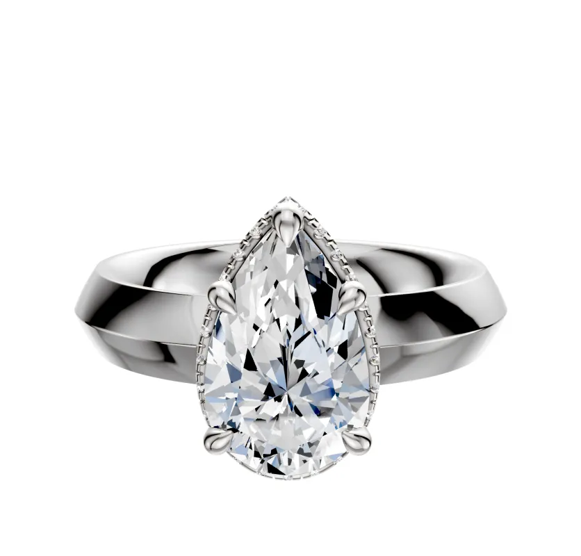 14K White Gold 4 Prong Collar Classic Knife Edge 4.0mm Engagement Ring sold by Promise By Effy