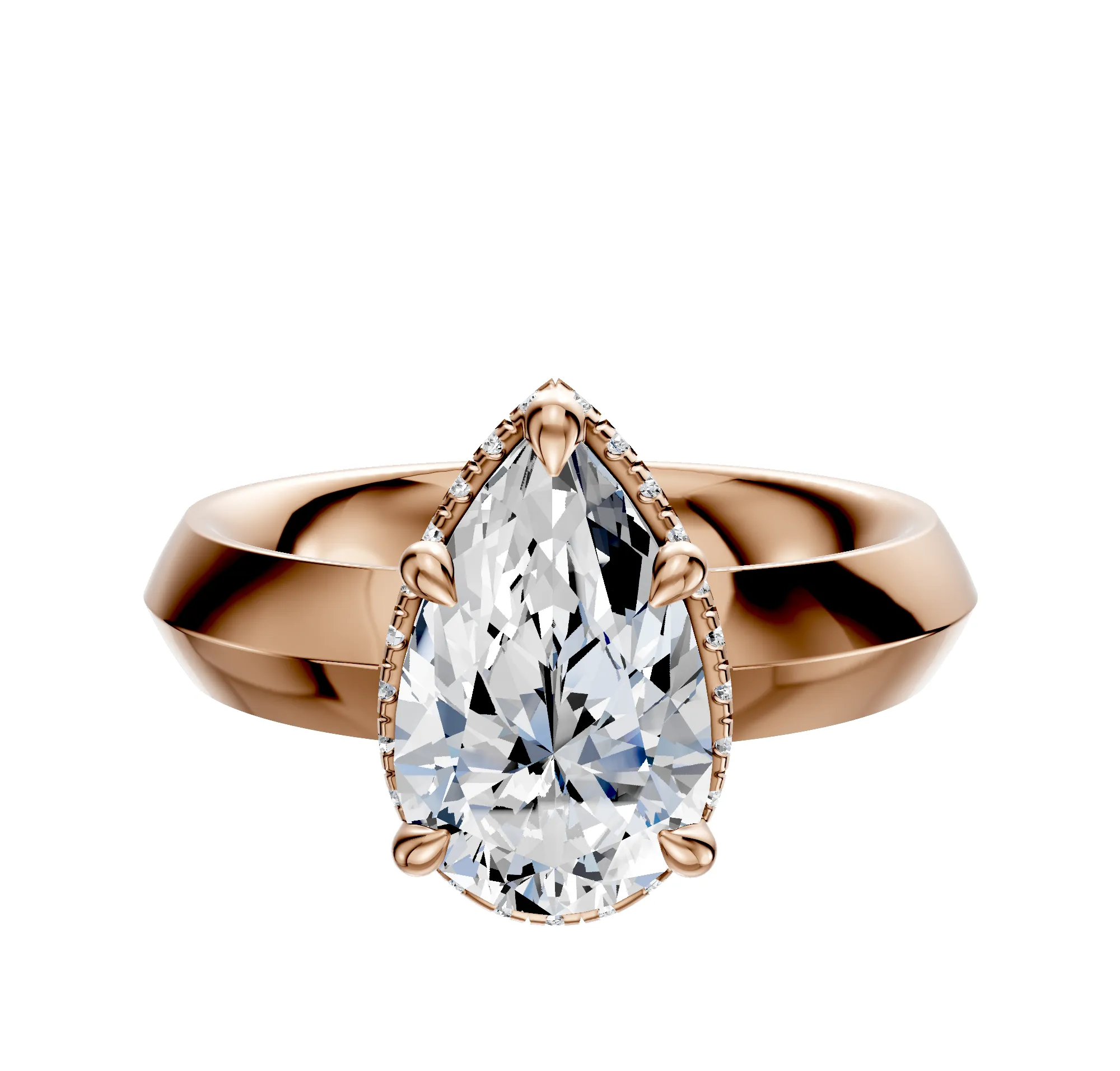 14K Rose Gold 4 Prong Collar Classic Knife Edge 4.0mm Engagement Ring sold by Promise By Effy