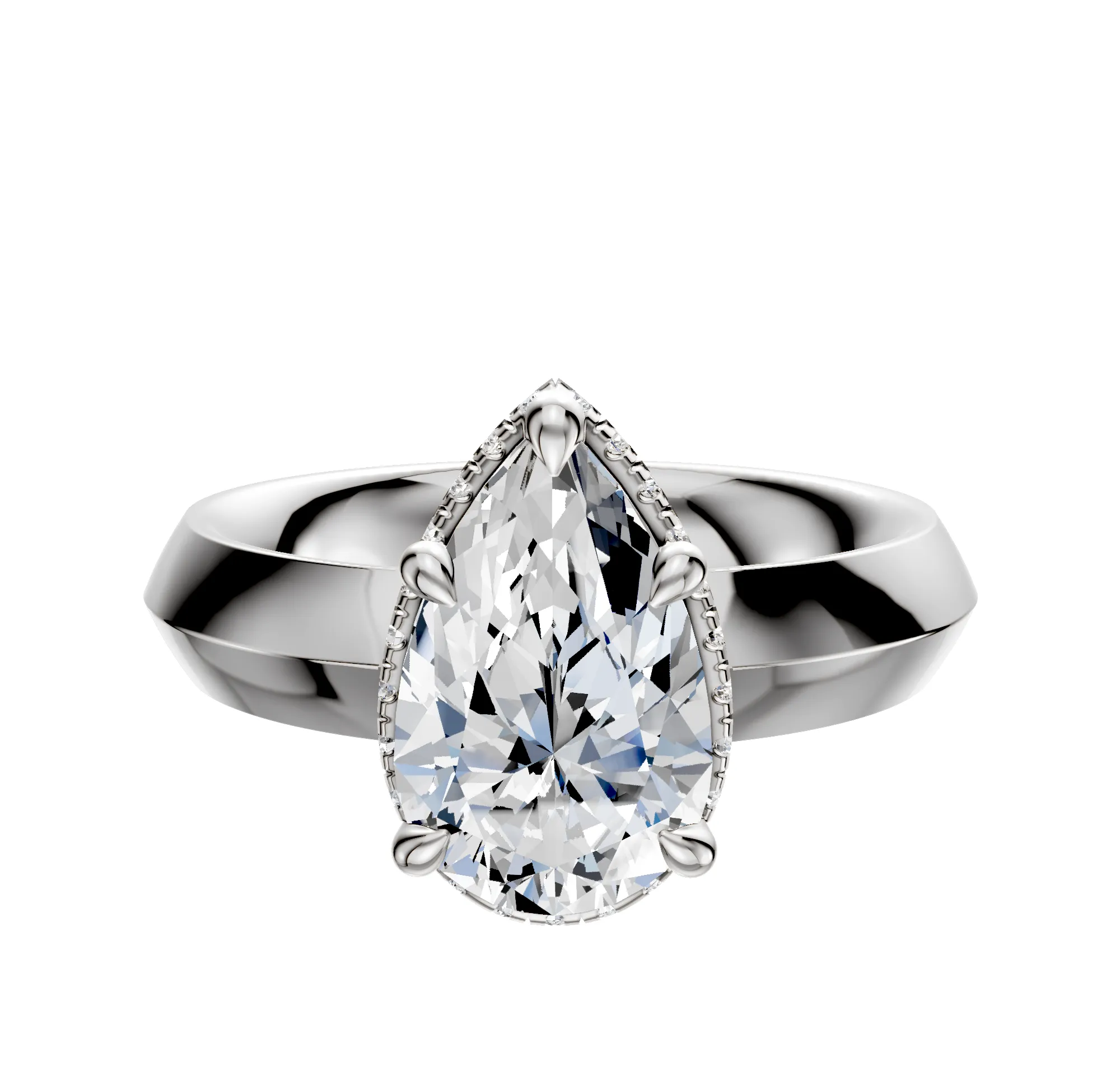 18K White Gold 4 Prong Collar Classic Knife Edge 4.0mm Engagement Ring sold by Promise By Effy