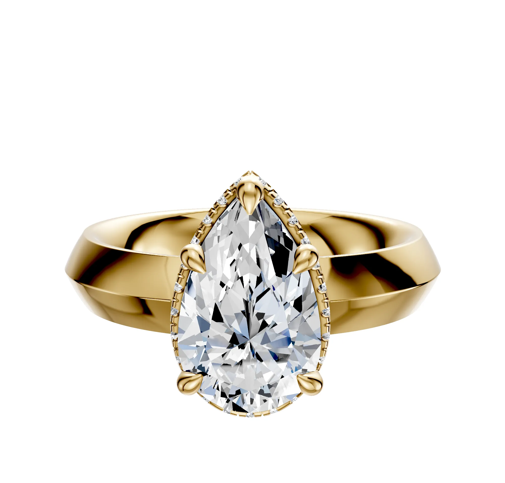 18K Yellow Gold 4 Prong Collar Classic Knife Edge 4.0mm Engagement Ring sold by Promise By Effy