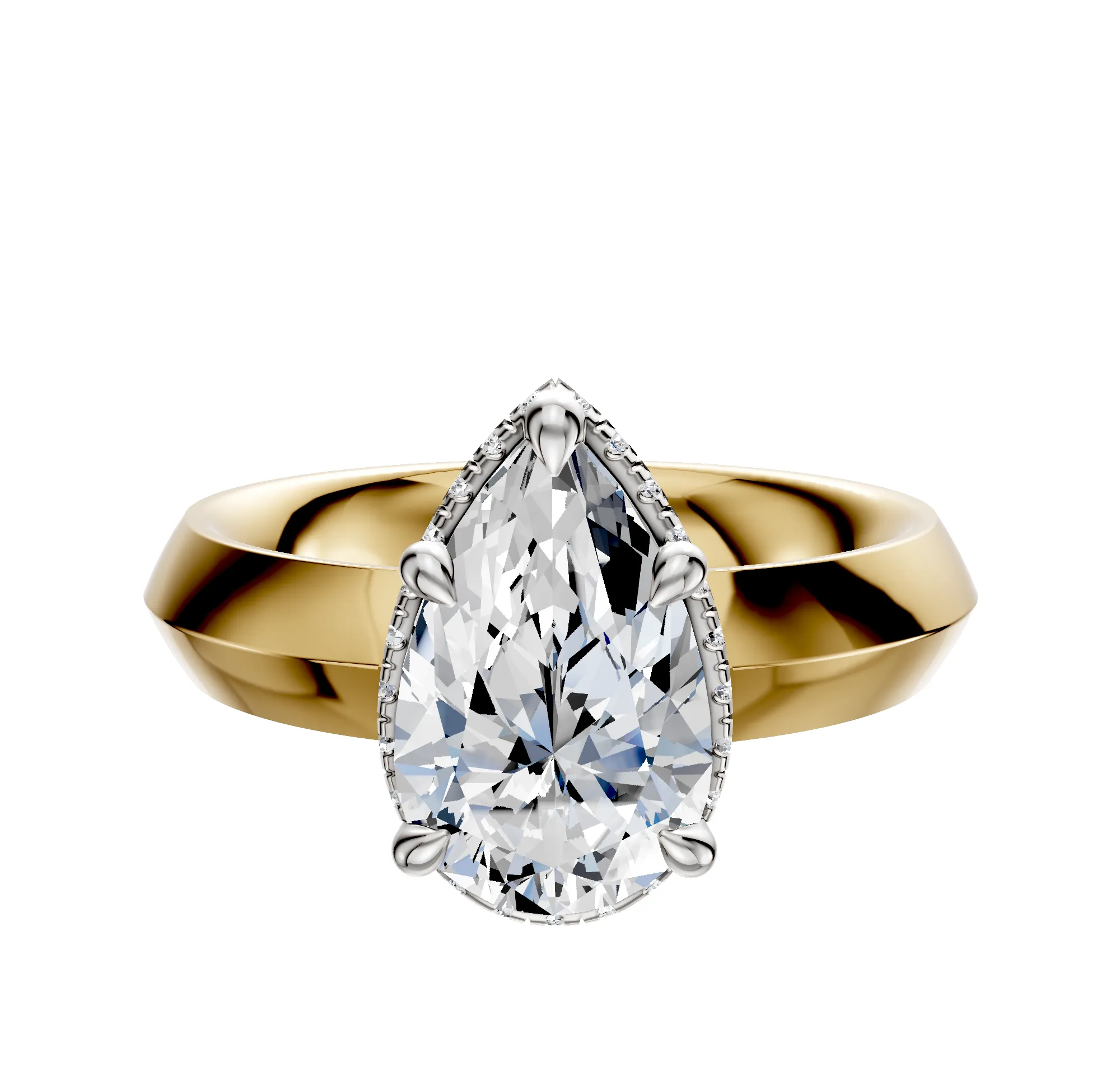 18K Two Tone 4 Prong Collar Classic Knife Edge 4.0mm Engagement Ring sold by Promise By Effy