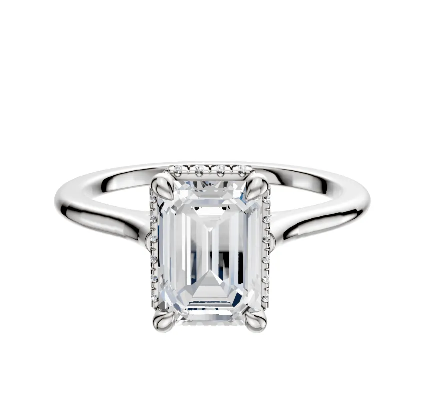 14K White Gold 4 Prong Collar Cathedral Dome 1.5mm Engagement Ring sold by Promise By Effy