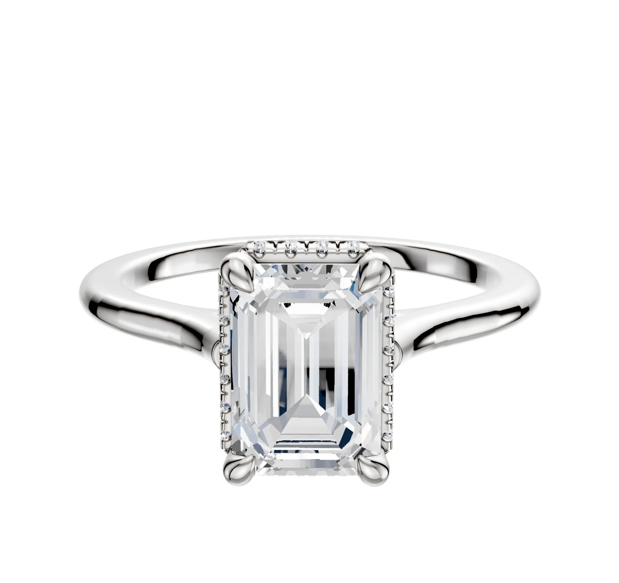 14K White Gold 4 Prong Collar Cathedral Dome 1.5mm Engagement Ring sold by Promise By Effy