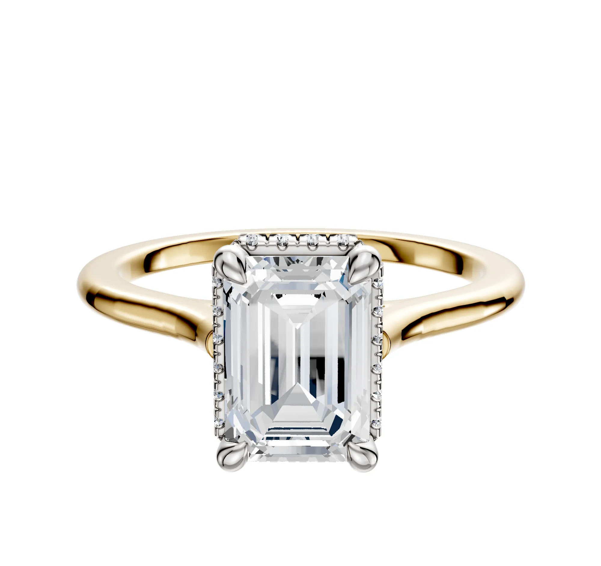 18K Two Tone 4 Prong Collar Cathedral Dome 1.5mm Engagement Ring sold by Promise By Effy