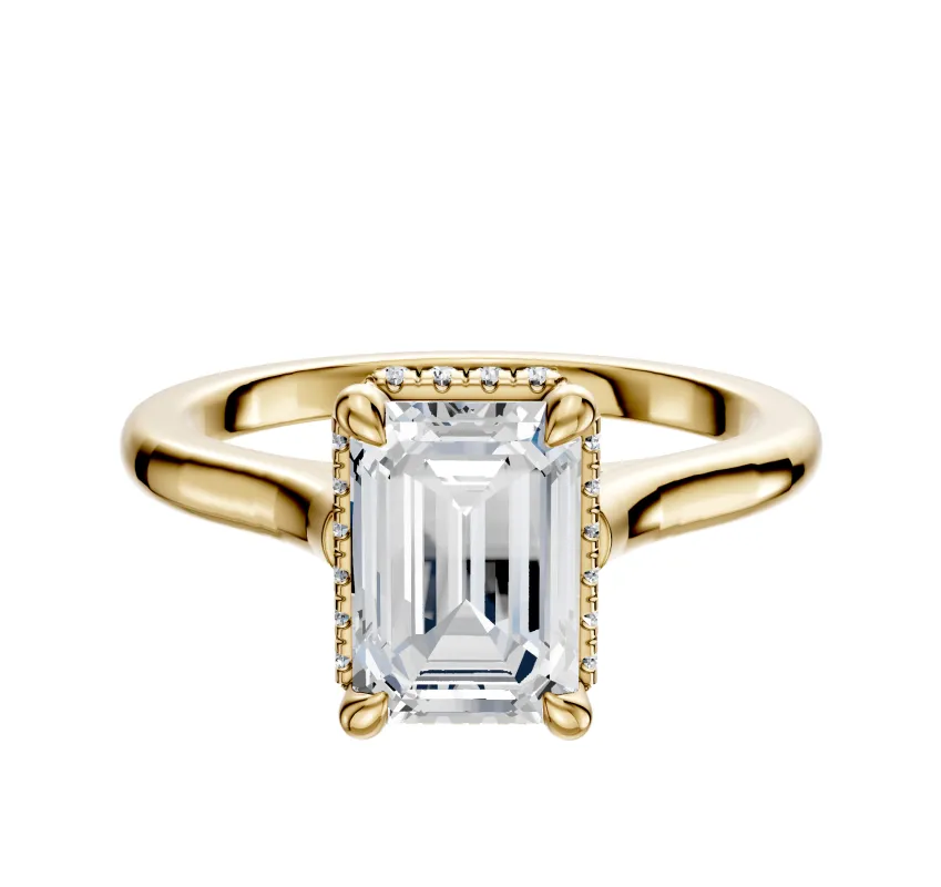 14K Yellow Gold 4 Prong Collar Cathedral Dome 2.0mm Engagement Ring sold by Promise By Effy