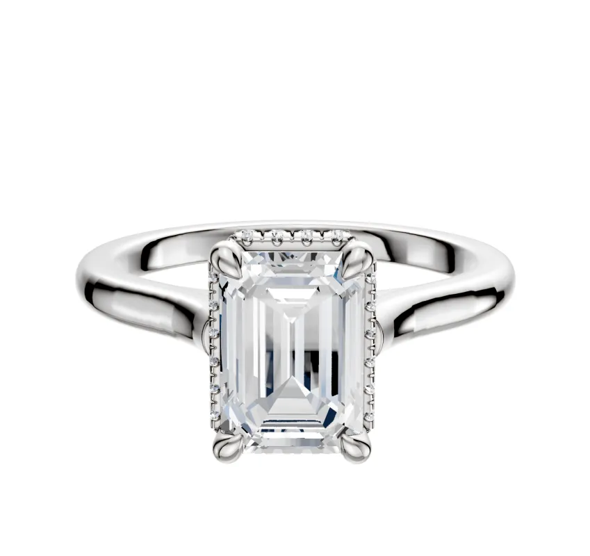 14K White Gold 4 Prong Collar Cathedral Dome 2.0mm Engagement Ring sold by Promise By Effy