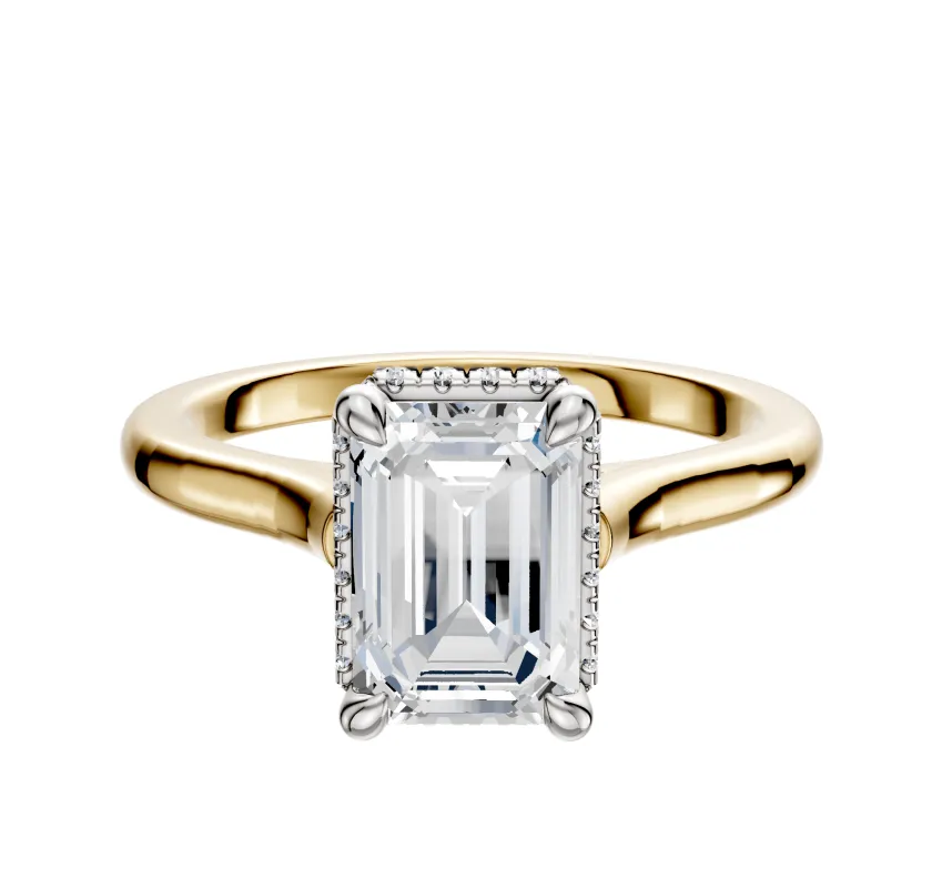 14K Two Tone 4 Prong Collar Cathedral Dome 2.0mm Engagement Ring sold by Promise By Effy