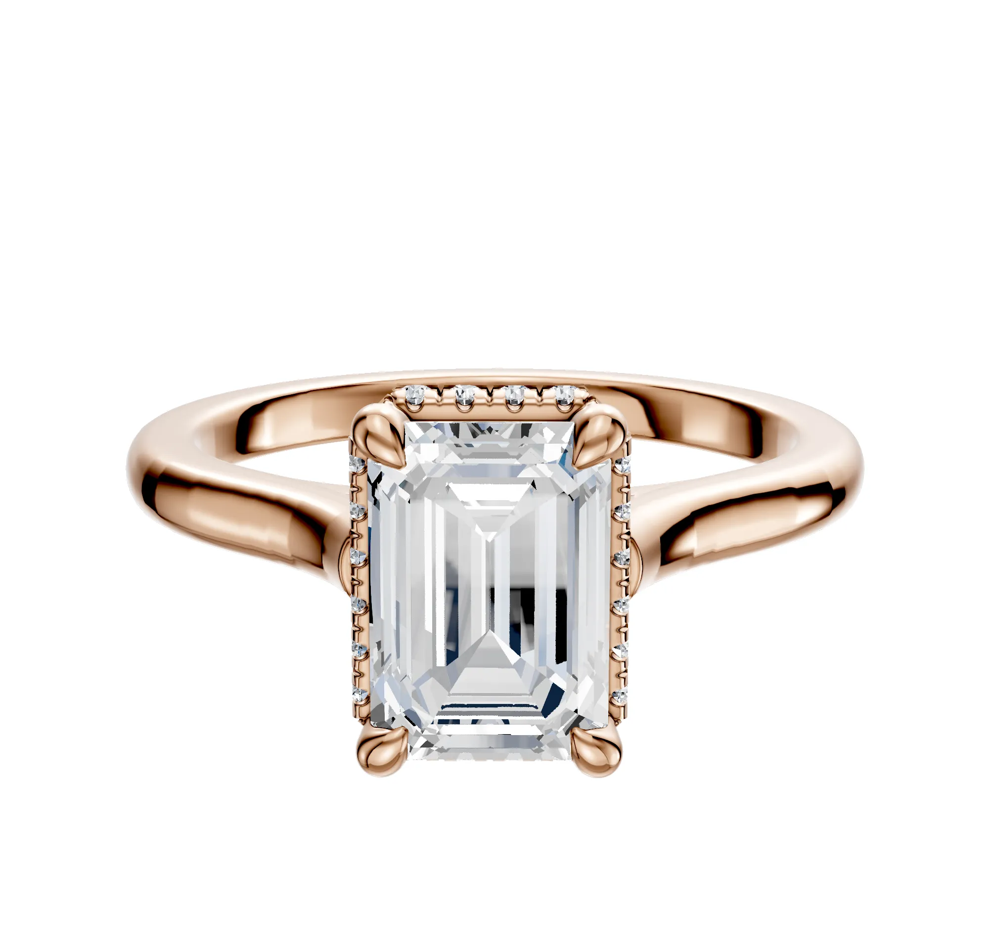 18K Rose Gold 4 Prong Collar Cathedral Dome 2.0mm Engagement Ring sold by Promise By Effy