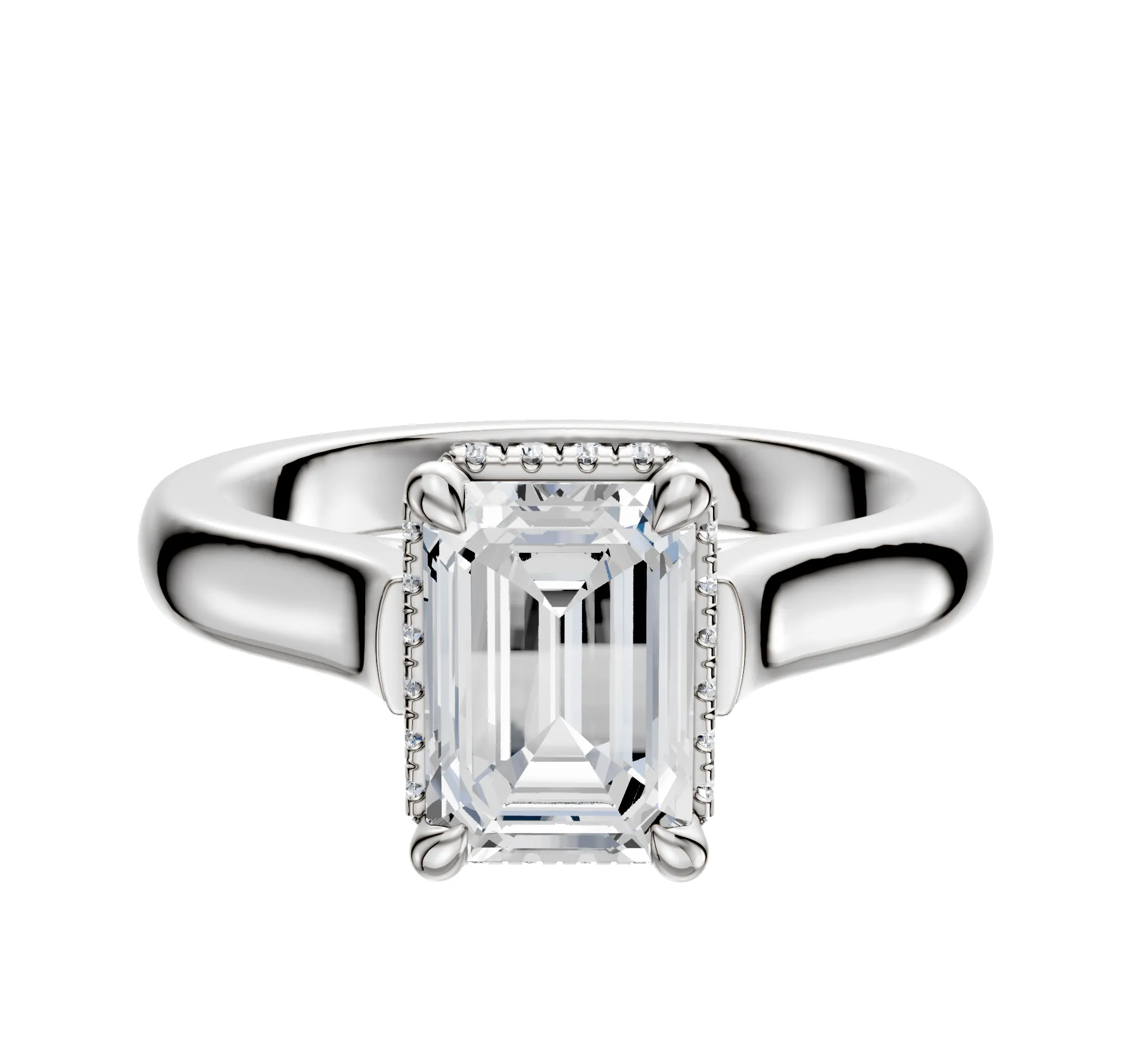 14K White Gold 4 Prong Collar Cathedral Dome 3.0mm Engagement Ring sold by Promise By Effy