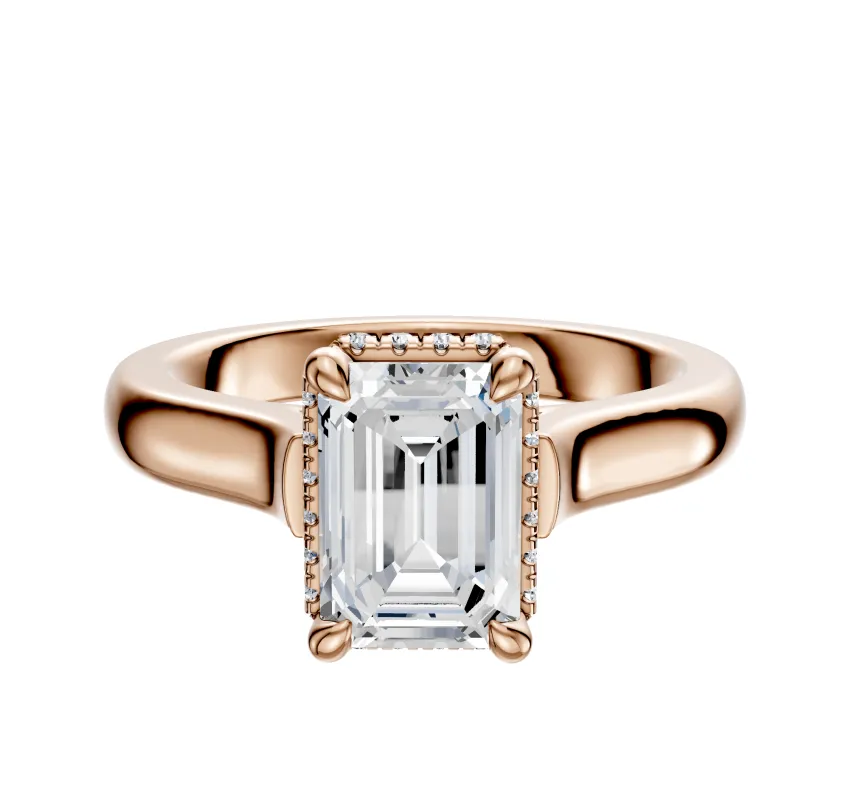 18K Rose Gold 4 Prong Collar Cathedral Dome 3.0mm Engagement Ring sold by Promise By Effy
