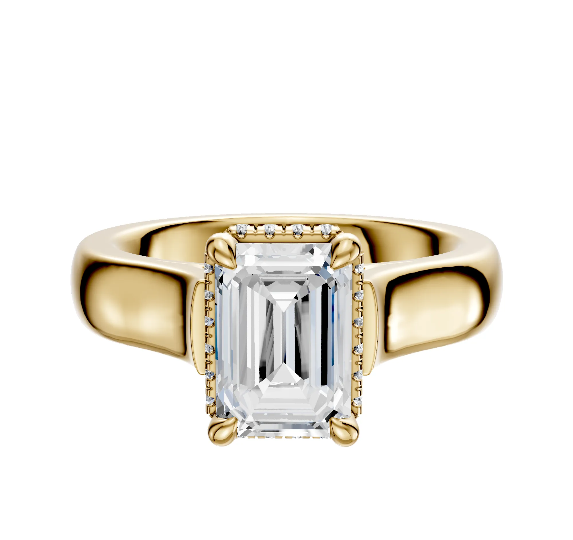 14K Yellow Gold 4 Prong Collar Cathedral Dome 4.0mm Engagement Ring sold by Promise By Effy