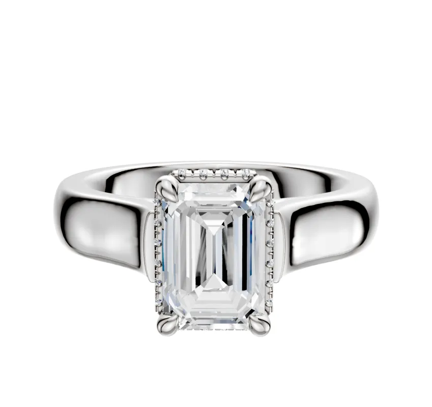 14K White Gold 4 Prong Collar Cathedral Dome 4.0mm Engagement Ring sold by Promise By Effy