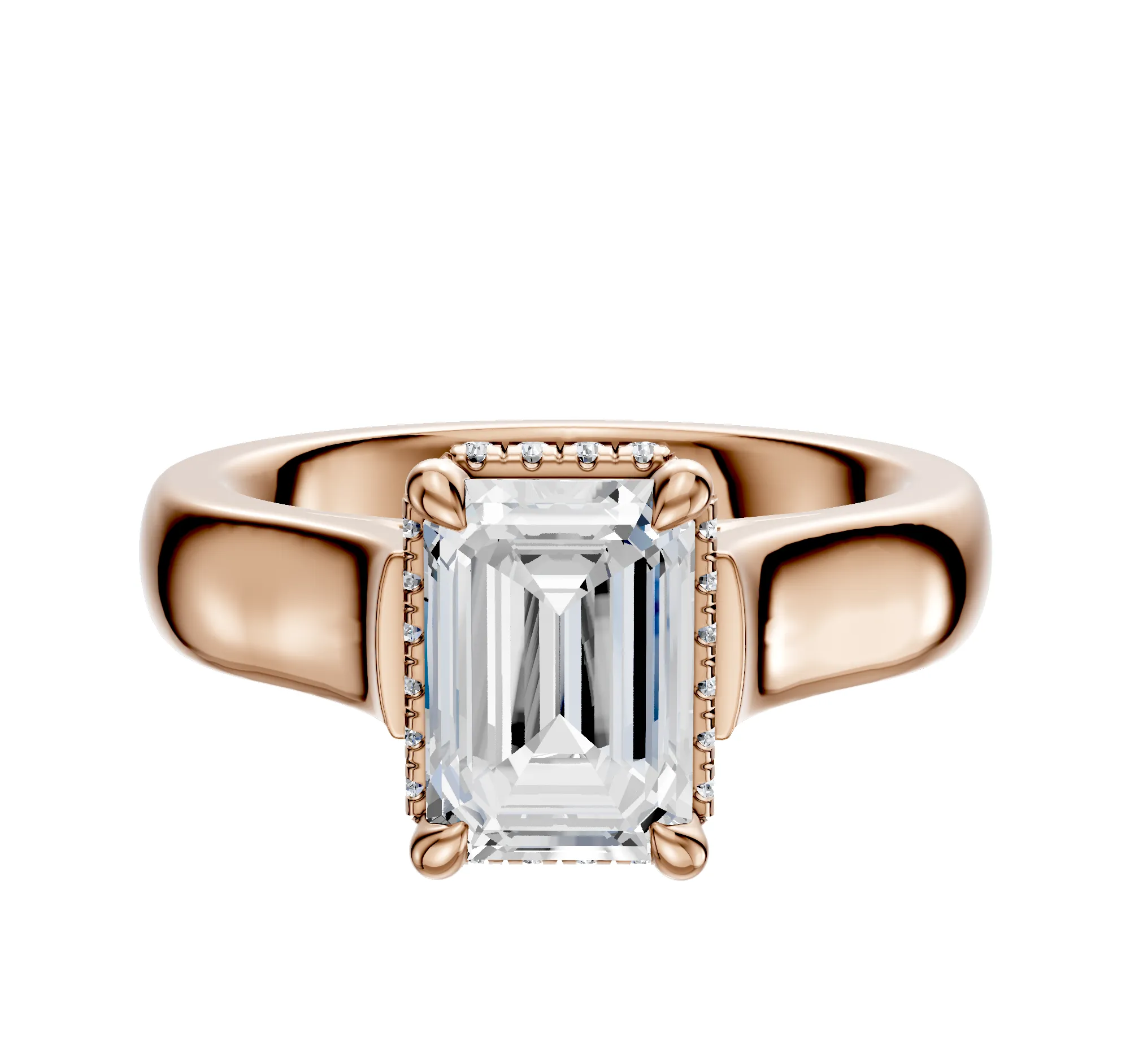 14K Rose Gold 4 Prong Collar Cathedral Dome 4.0mm Engagement Ring sold by Promise By Effy