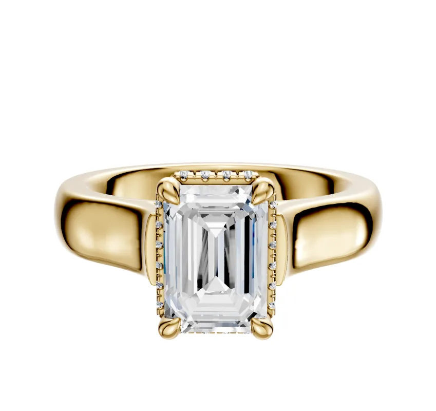 18K Yellow Gold 4 Prong Collar Cathedral Dome 4.0mm Engagement Ring sold by Promise By Effy