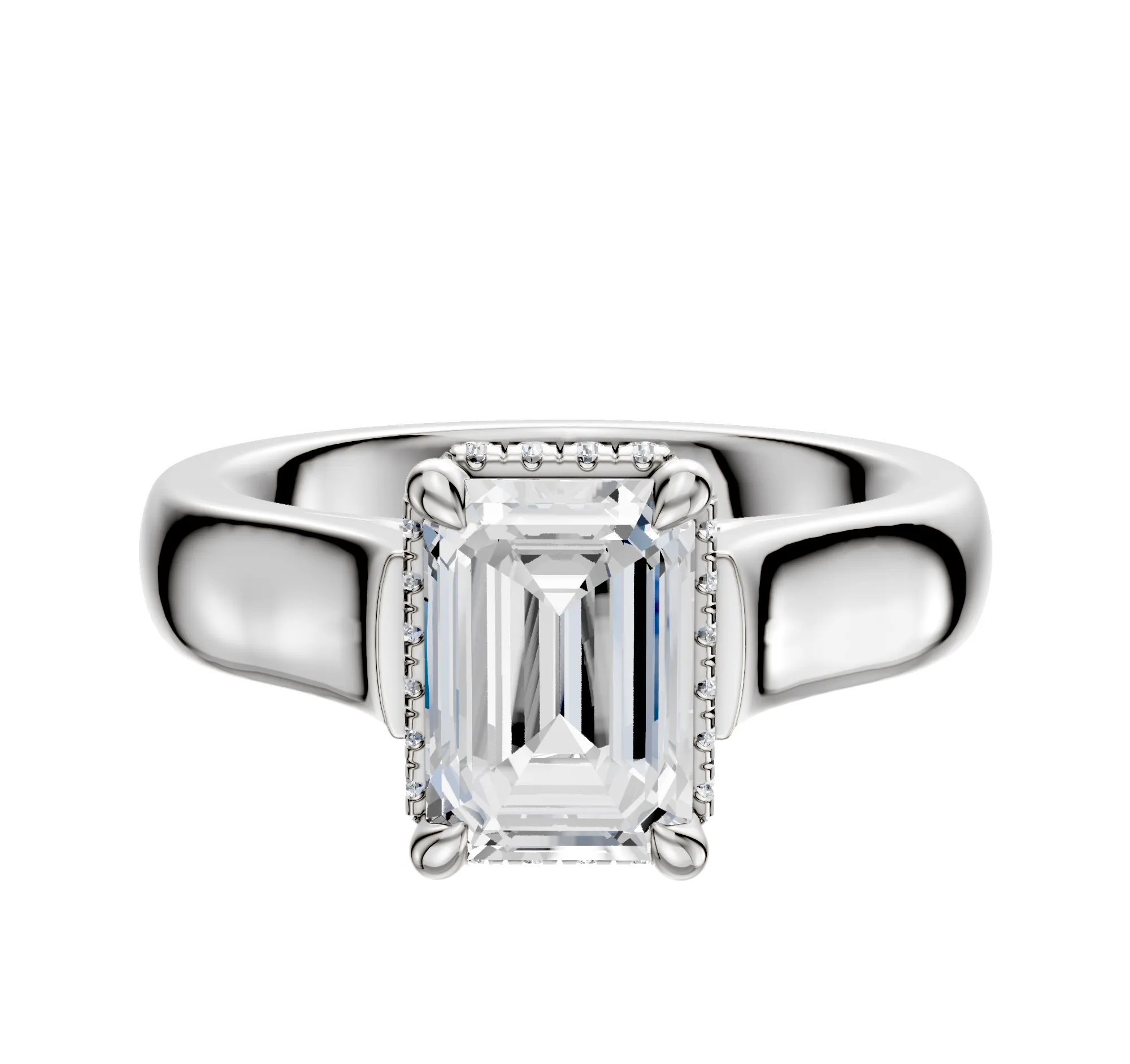 18K White Gold 4 Prong Collar Cathedral Dome 4.0mm Engagement Ring sold by Promise By Effy
