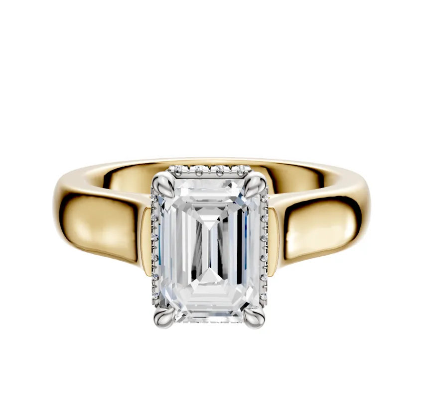 18K Two Tone 4 Prong Collar Cathedral Dome 4.0mm Engagement Ring sold by Promise By Effy