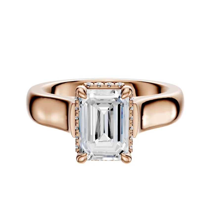 18K Rose Gold 4 Prong Collar Cathedral Dome 4.0mm Engagement Ring sold by Promise By Effy