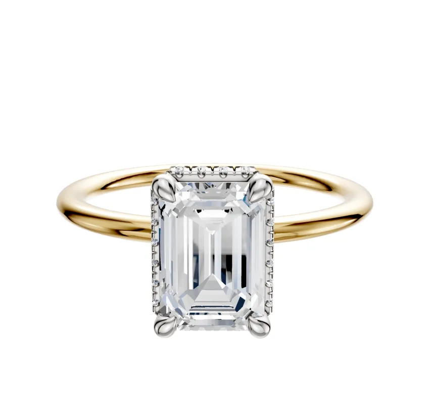 14K Two Tone 4 Prong Collar Classic Dome 1.5mm Engagement Ring sold by Promise By Effy