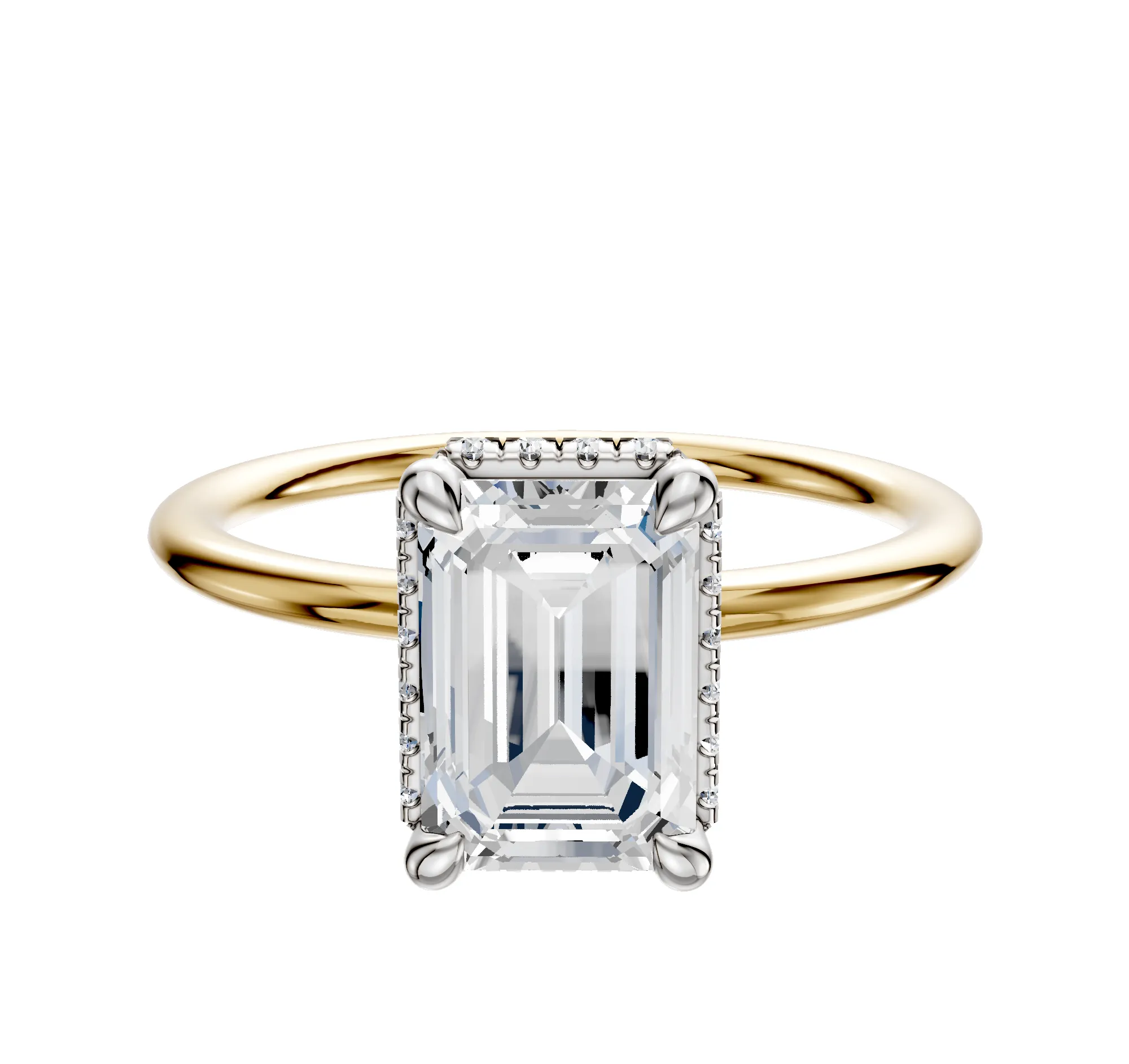 18K Two Tone 4 Prong Collar Classic Dome 1.5mm Engagement Ring sold by Promise By Effy