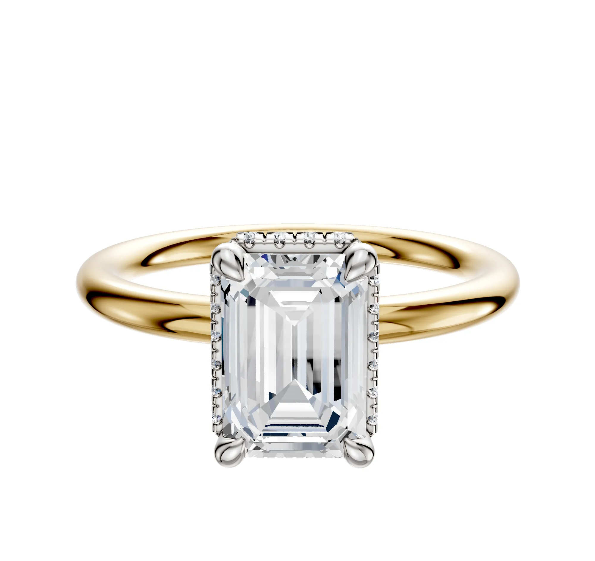 18K Two Tone 4 Prong Collar Classic Dome 2.0mm Engagement Ring sold by Promise By Effy