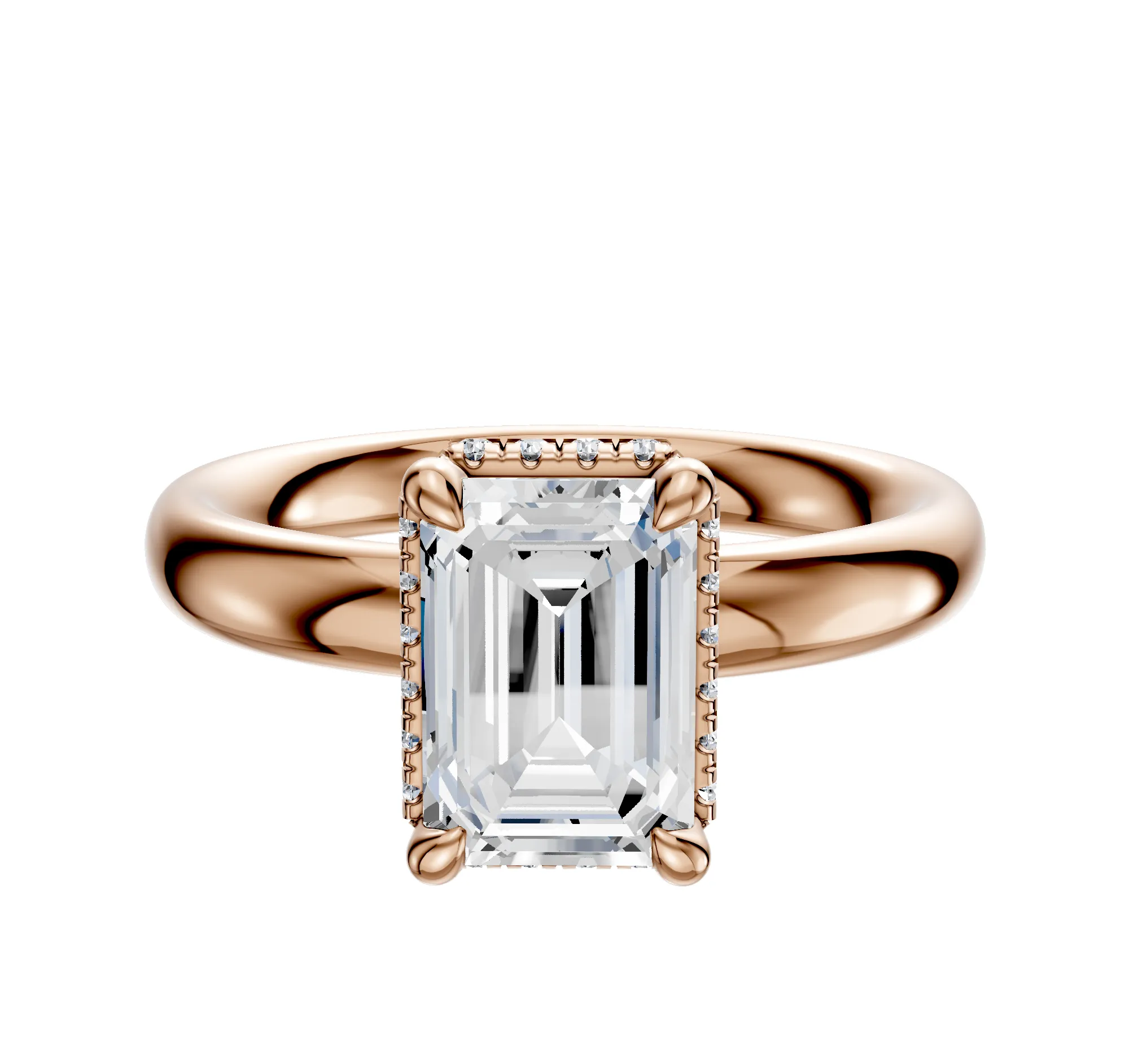 18K Rose Gold 4 Prong Collar Classic Dome 3.0mm Engagement Ring sold by Promise By Effy