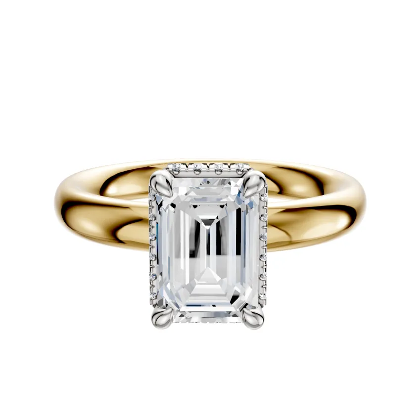 18K Two Tone 4 Prong Collar Classic Dome 3.0mm Engagement Ring sold by Promise By Effy